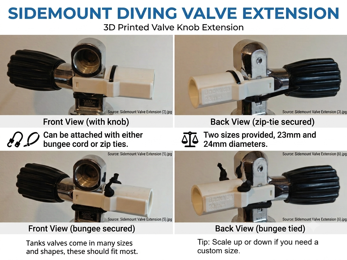 Sidemount Diving Valve Extension