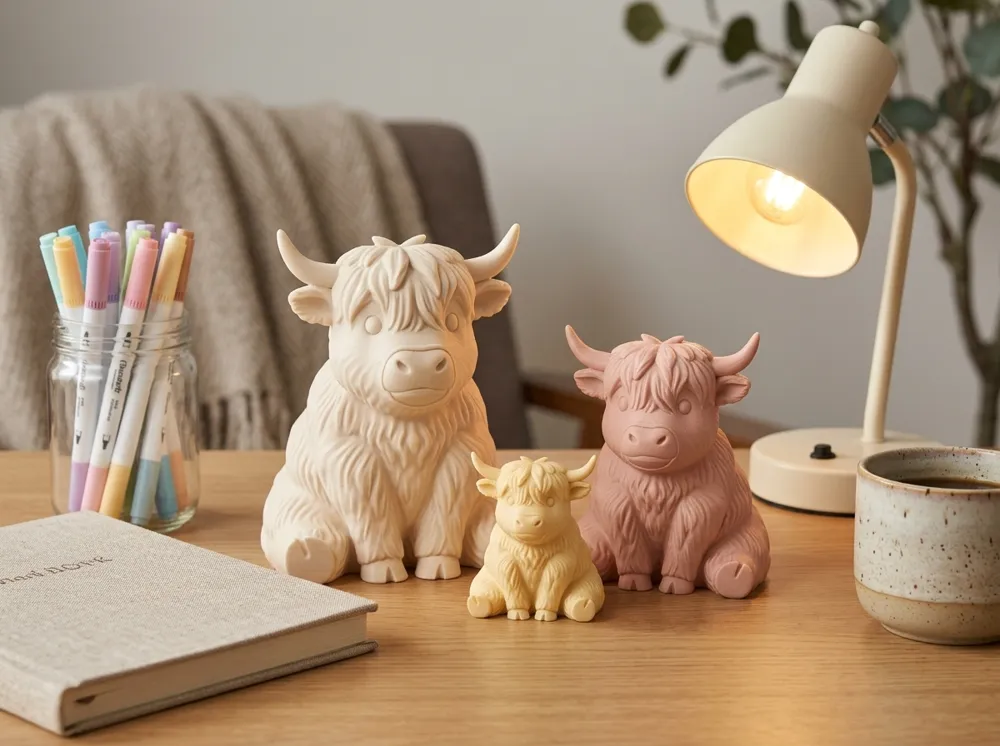 Cute Highland Cow Trio – 3 Sizes - Free 3D Print Model - MakerWorld