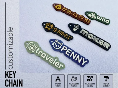Custom Parametric Keychains, your Icon, Text, Font