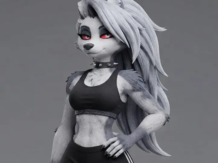 Figura decorativa: Loona sports outfit - Helluva Boss fanart. Referencia del modelo original.