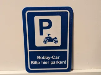 Parkplatzschild "Bobby-Car" – Bitte hier parken!