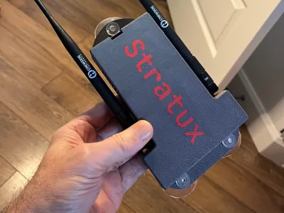 Stratux case with fan and suction cup