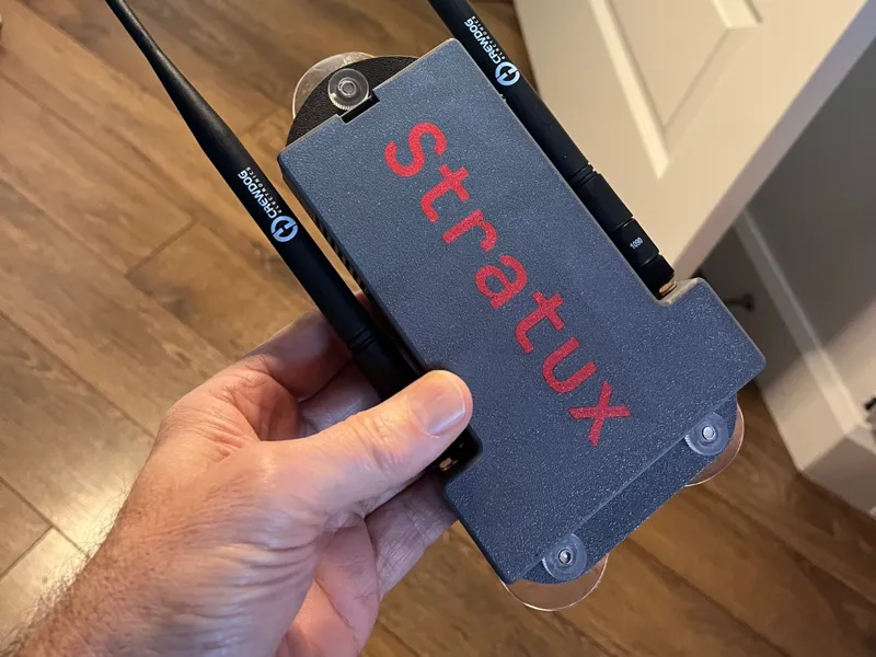 Stratux case with fan and suction cup