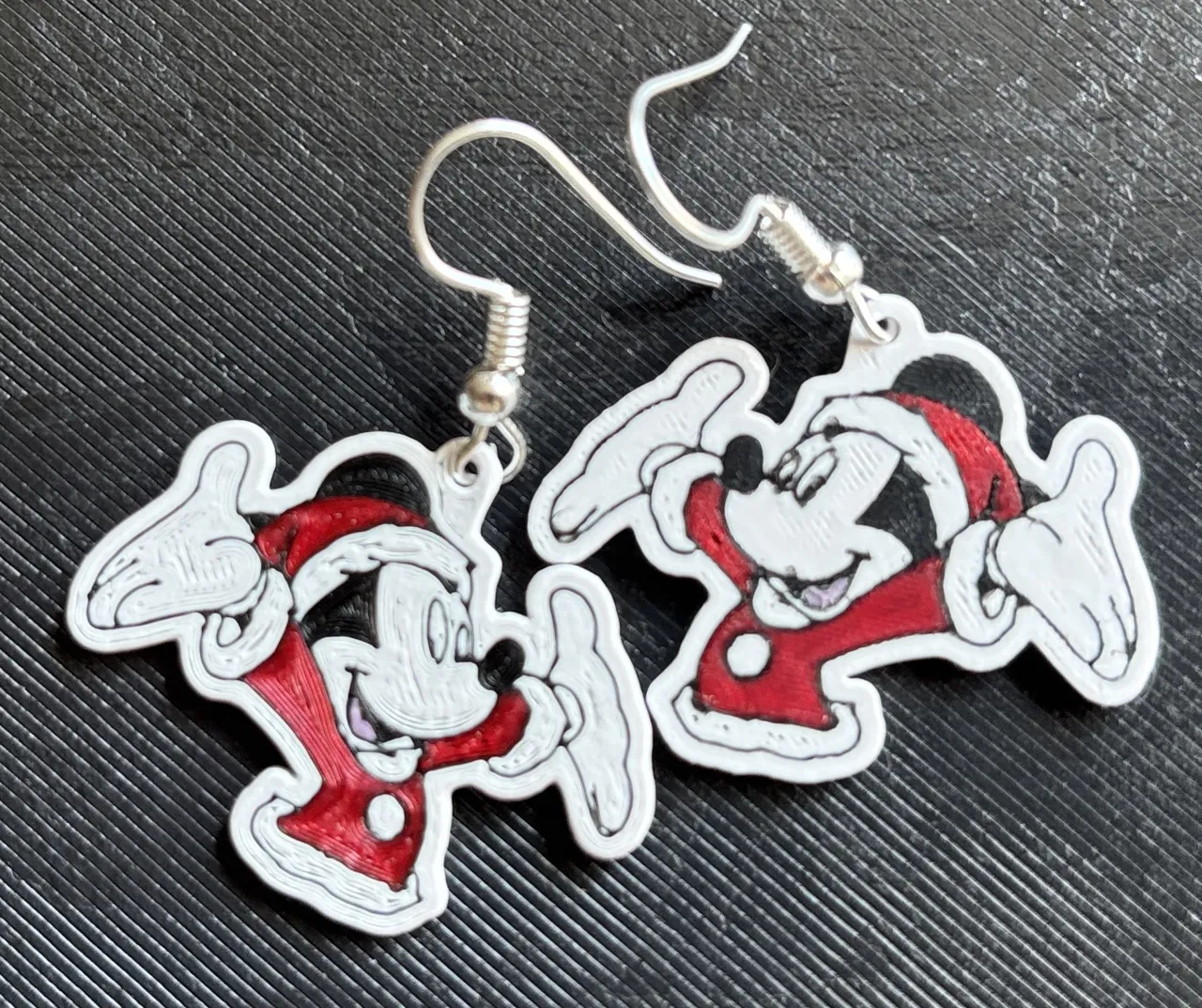 Mickey Mouse dressed as Santa Earrings view 2