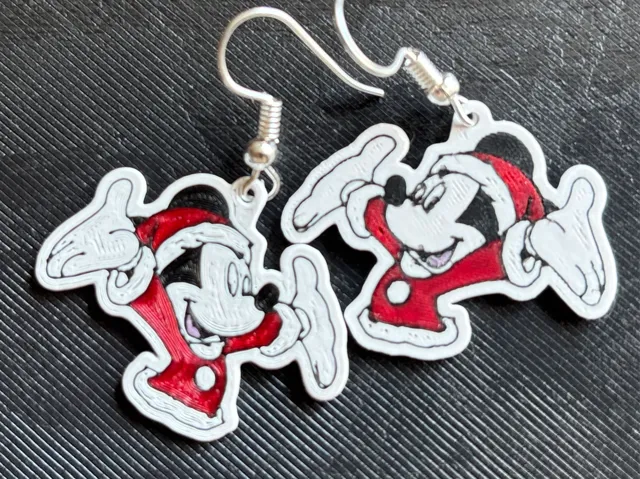 Mickey Mouse dressed as Santa Earrings
