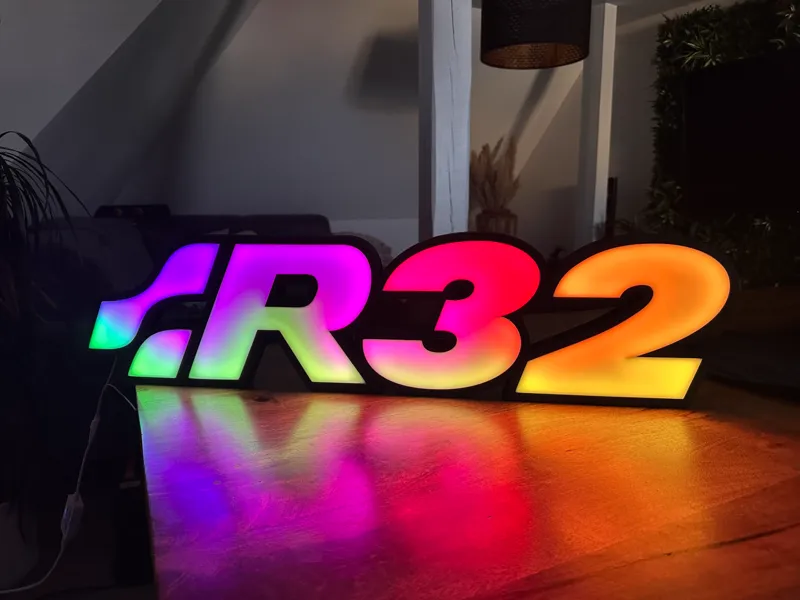 VW R32 Leuchtschild 75 cm x 25 cm
