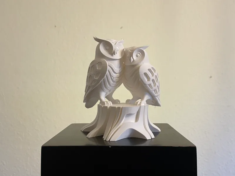 Owls on Treestump, Hexa Sculpture
