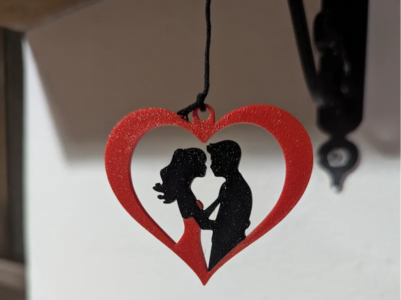 Valentine's Heart with Lovers Pendant