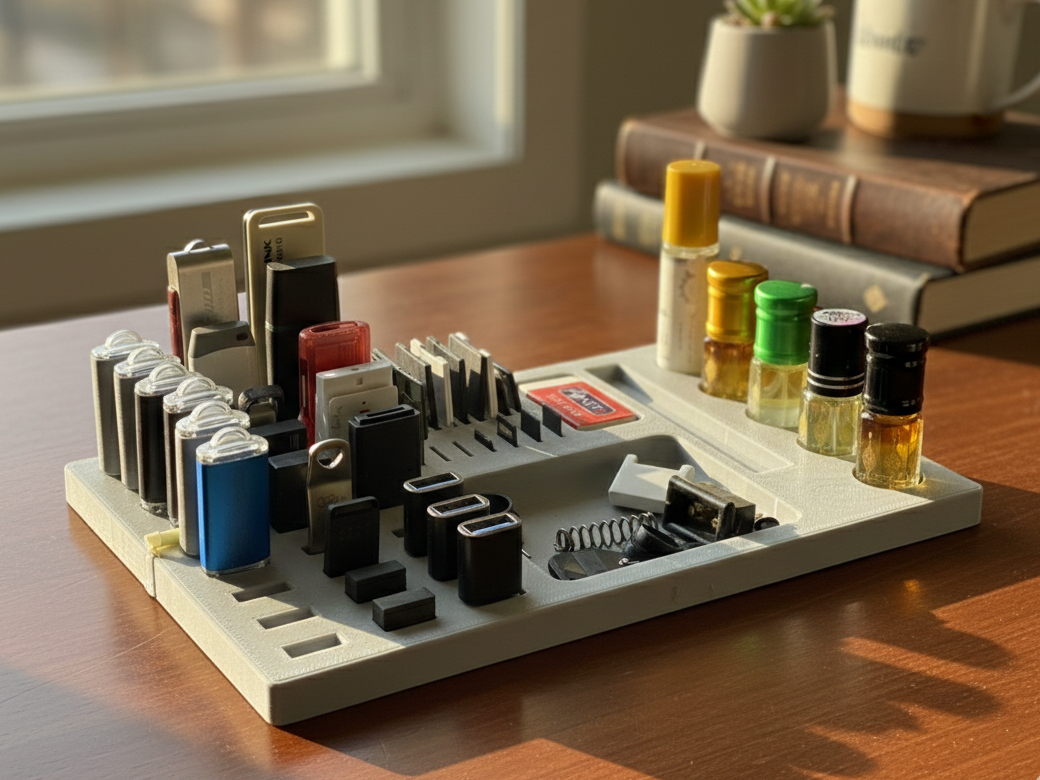 USB Organizer & Desk Setup Tray |Modular Workspace