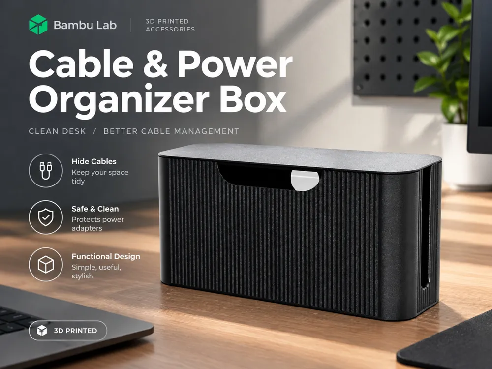 Cable & Power Organizer Box - Free 3D Print Model - MakerWorld