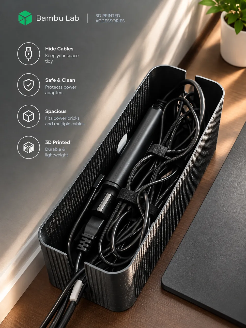 Cable & Power Organizer Box - Free 3D Print Model - MakerWorld