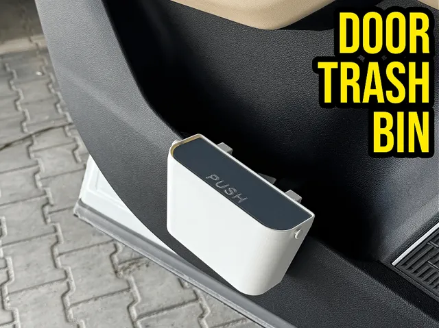 Push Lid Car Door Pocket Trash Bin