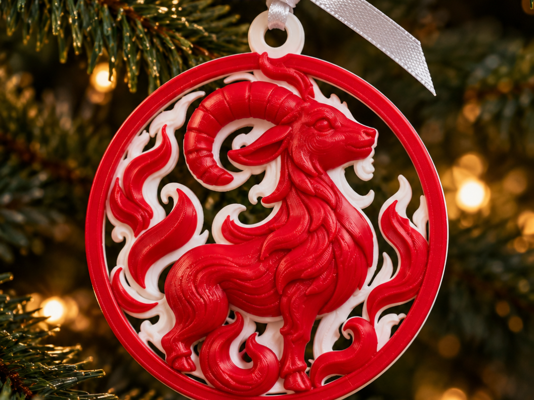 Fire Goat 2027 — Ornate Christmas Ornament - 1