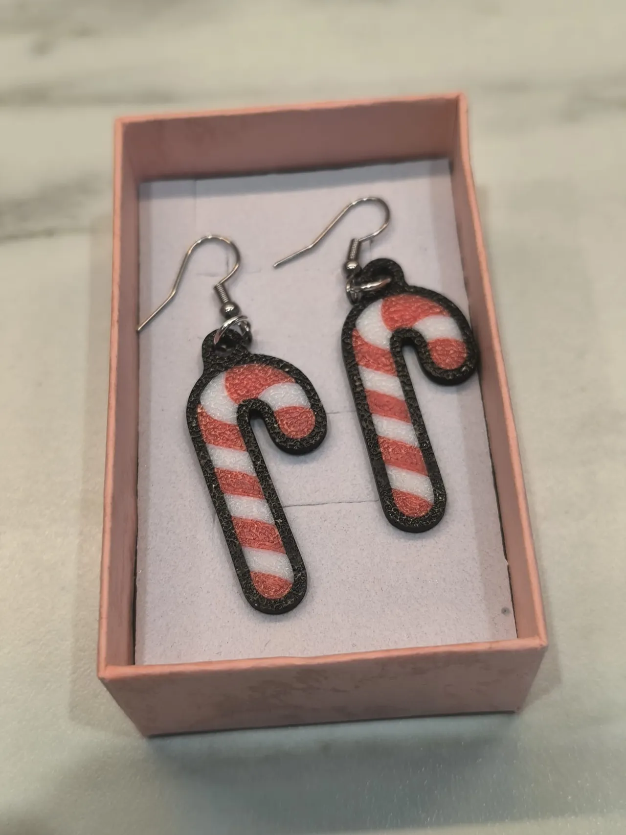 Candy Cane Christmas Earrings Holiday Jewelry view 2