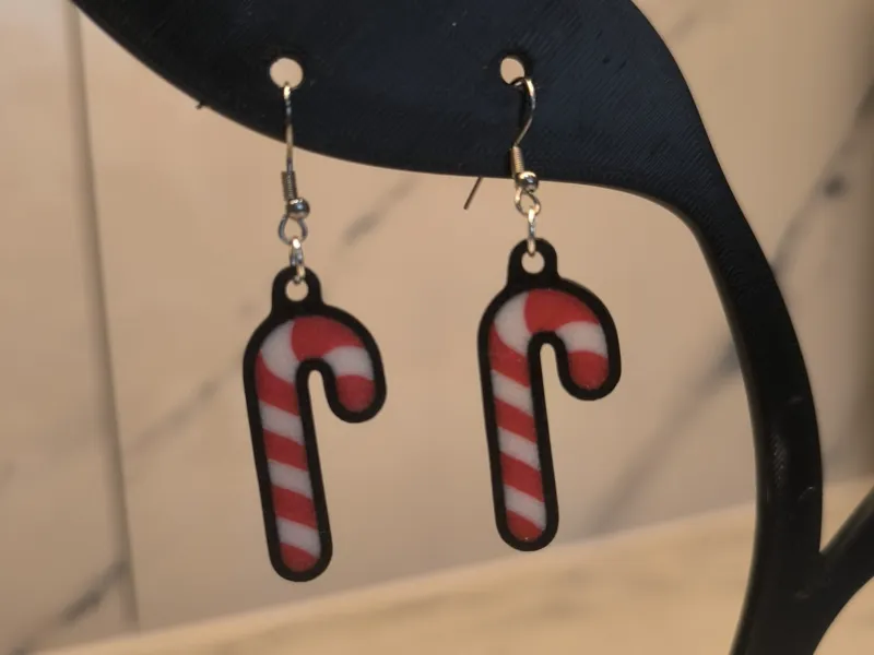 Candy Cane Christmas Earrings Holiday Jewelry