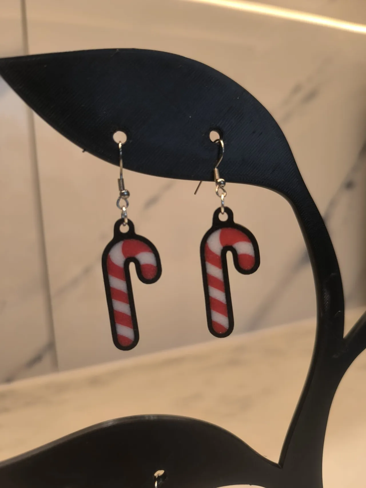 Candy Cane Christmas Earrings Holiday Jewelry view 4