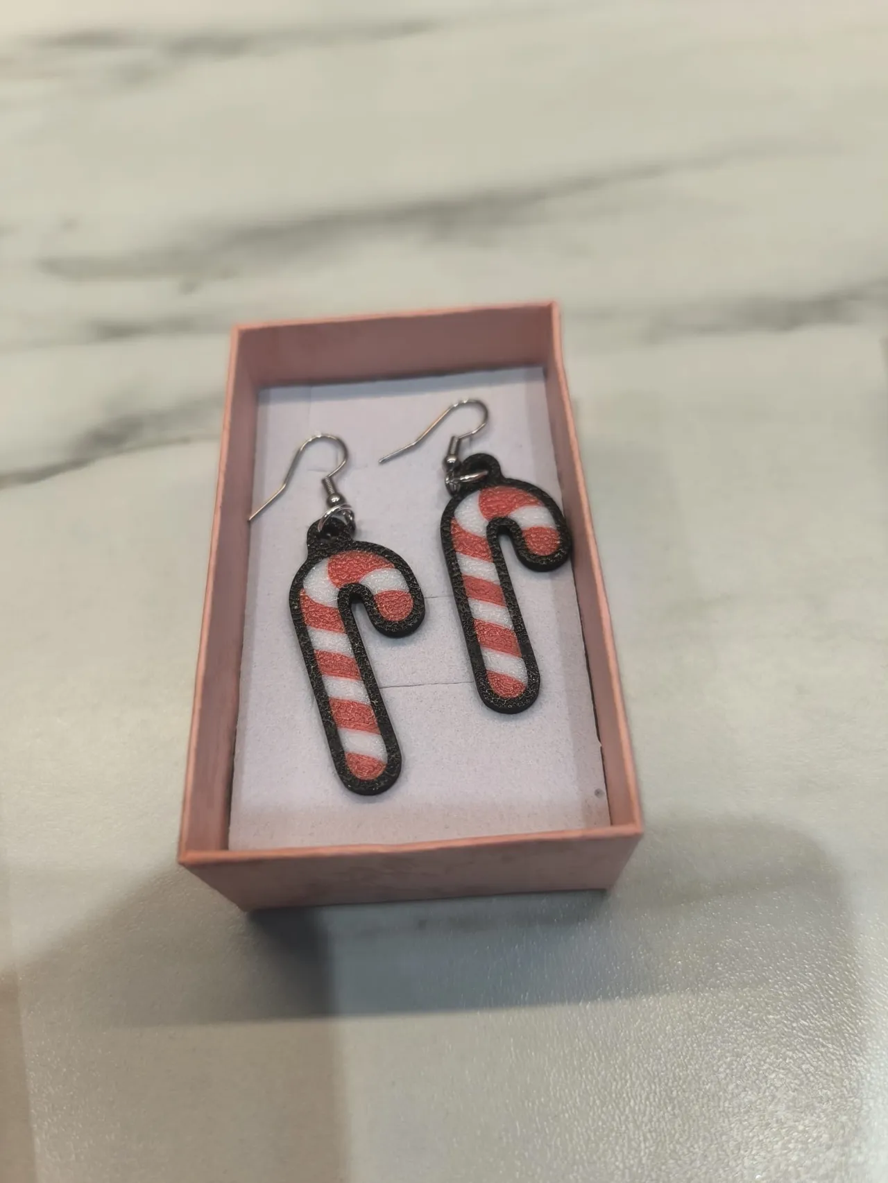 Candy Cane Christmas Earrings Holiday Jewelry view 3