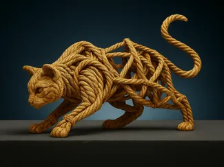 Gato trenzado en movimiento