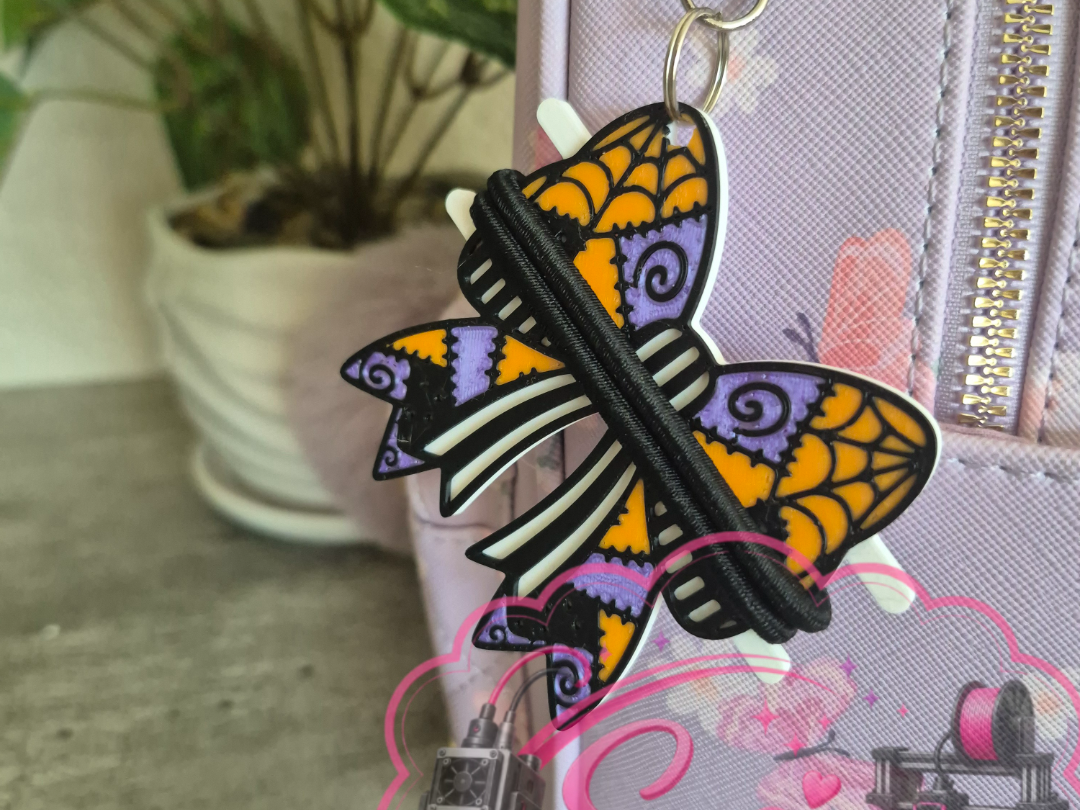 Halloween Bow Hair Tie Holder Keychain 3D model