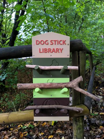 Letrero o emblema decorativo: Dog Stick Library | Modular & Customizable — vista de referencia 5