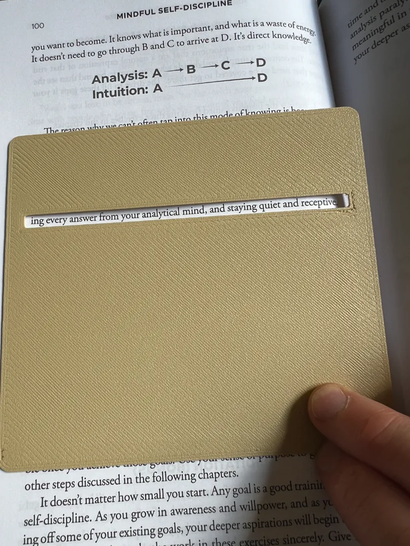 Distraction-free reading bookmark