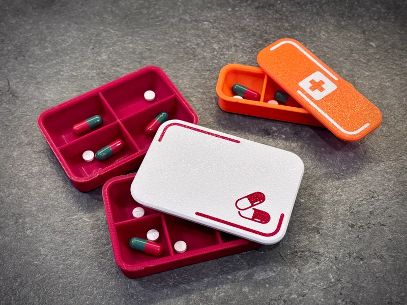 Small travel pill box - slide and lock