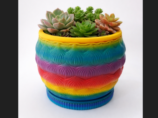 Regenbogen Bluetenpott mit Musterzauber