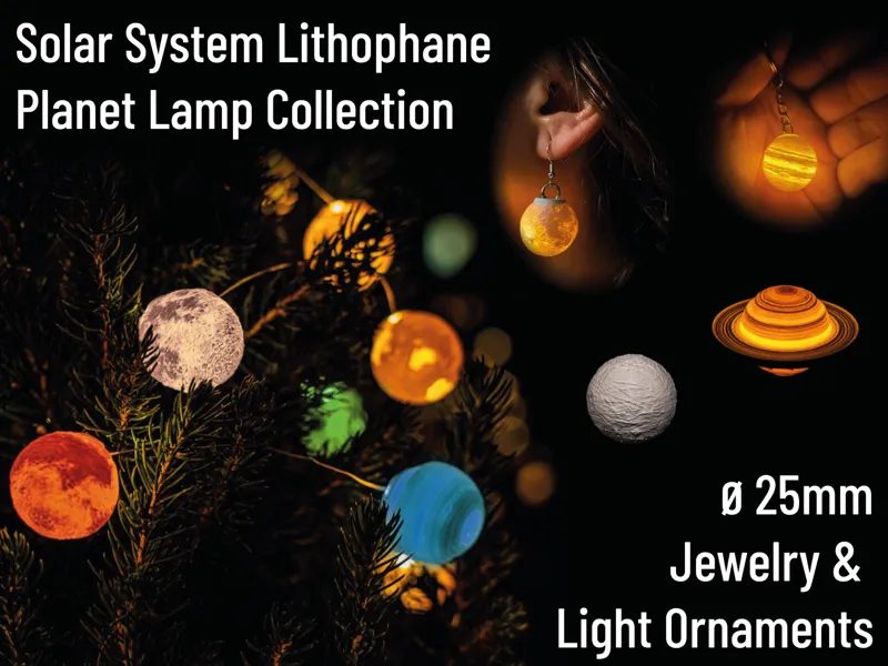 Solar System Lithophane Planet Lamps - ⌀25mm