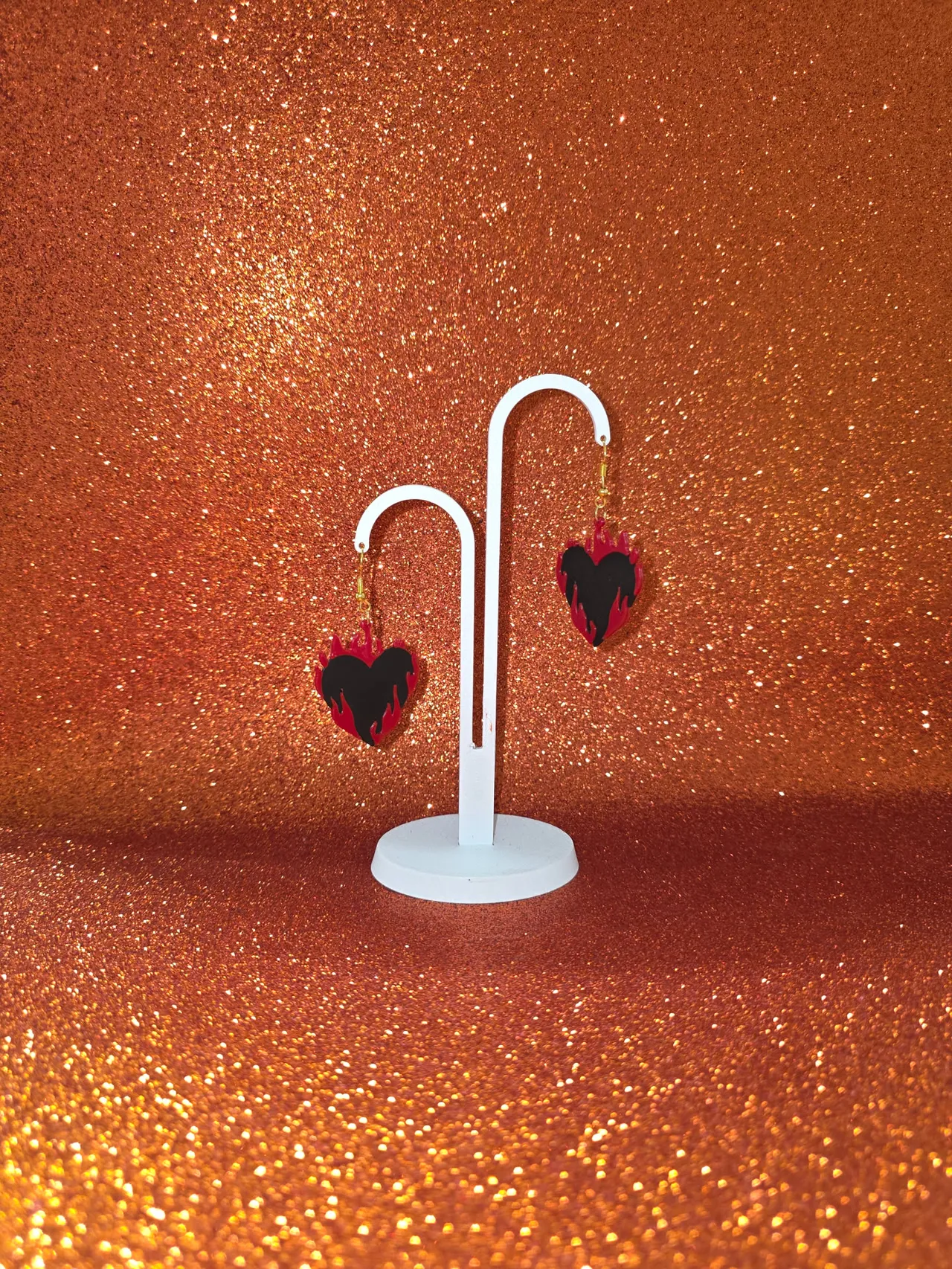 Burning heart earrings view 3
