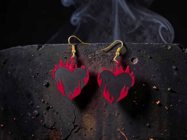 Burning heart earrings