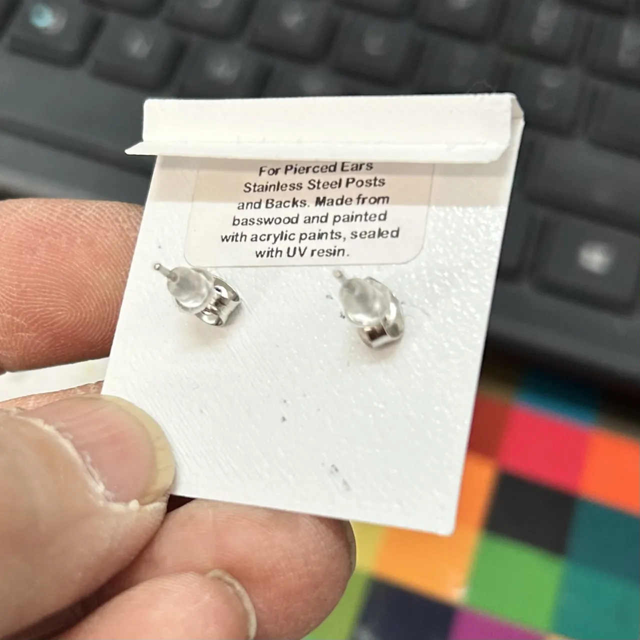 3D Printed 1.5x1.5 inch Hanging Earring Card 24Up view 4