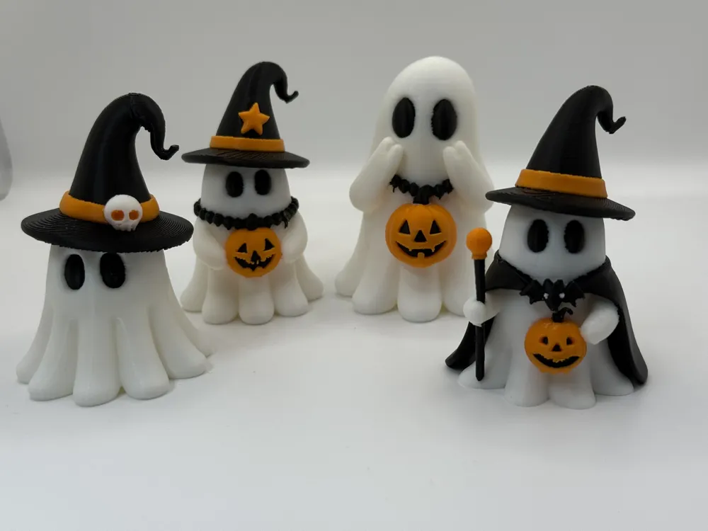 pack of 4 painted ghosts for Halloween - Free 3D Print Model - MakerWorld