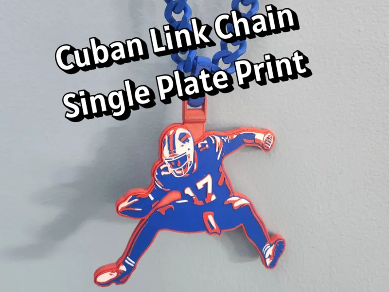 Josh Allen Hurdle BIG pendant on Cuban Link Chain
