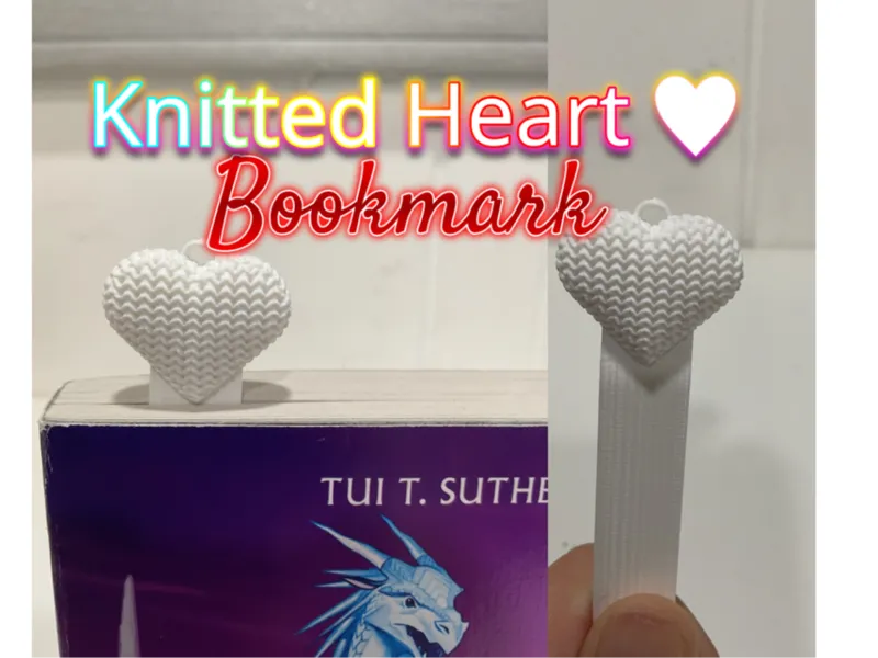 knitted heart bookmark