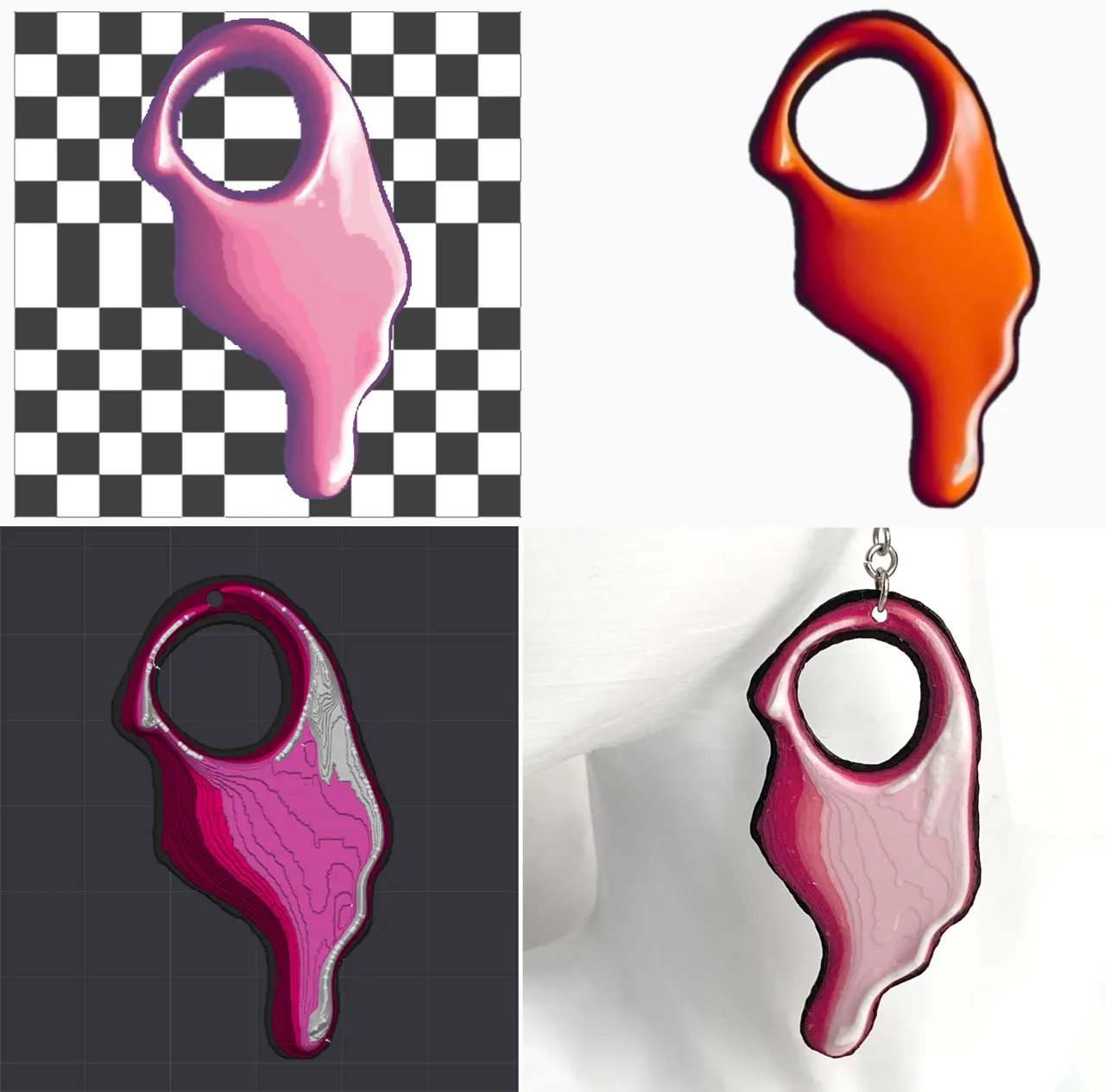 Stylized Paint Drip Earrings HueForge view 4