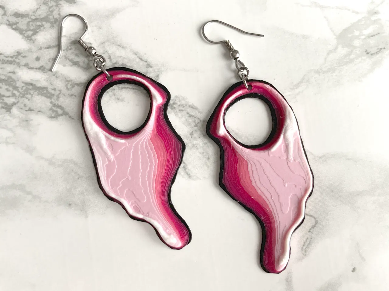 Stylized Paint Drip Earrings HueForge view 2