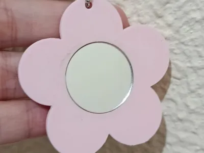 Flower Keychain w/ 25mm Mirror