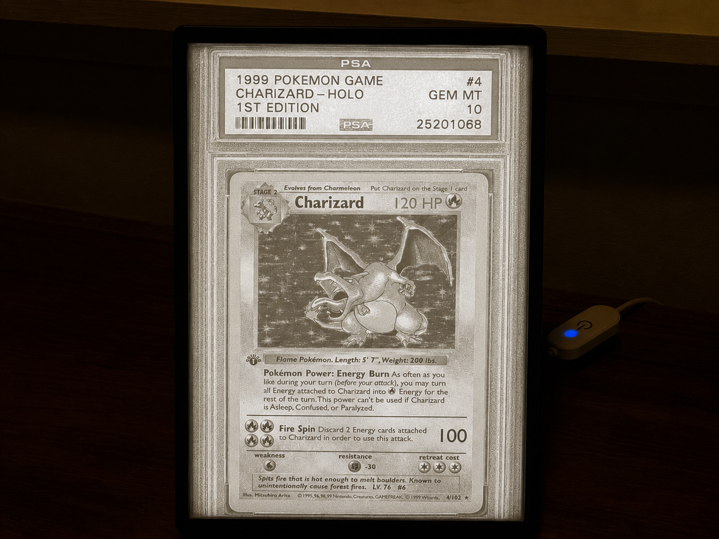 1st Edition Charizard Lithophane - Graded Slab 