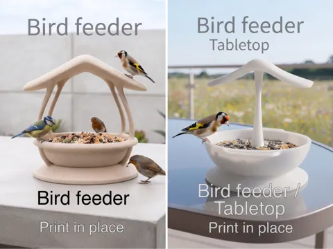Escenografía en miniatura: Tabletop Bird Feeder Pack 2 Print in Place — referencia de MakerWorld