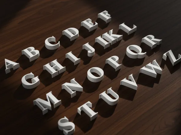 Lettres alphabet Times New Roman