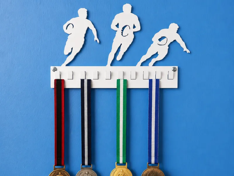 Rugby Medal Holder Wall-Mounted Medal Display Rack