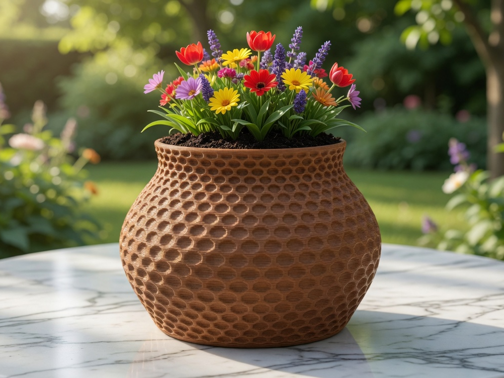 Hexagonal Dimpled Flower Pot