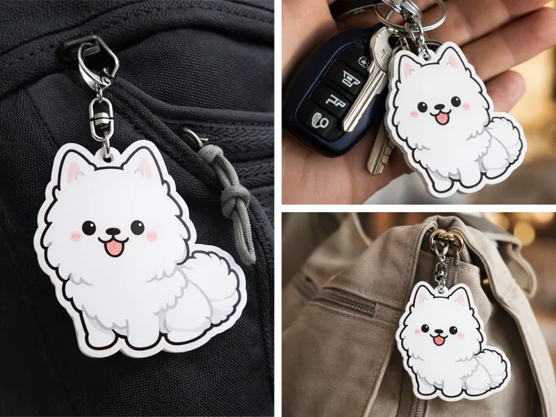 Chibi Samoyed White Cute Dog keychain Cloud 