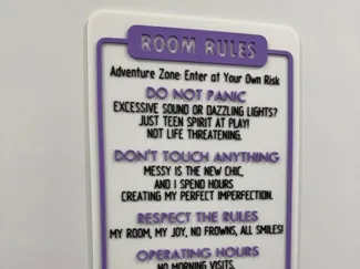 Room Rules Sign for Teens