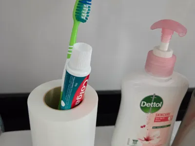 Toilet roll toothbrush holder (Has drainage holes)