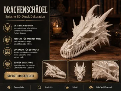Dragon Skull – detailed fantasy skull decor