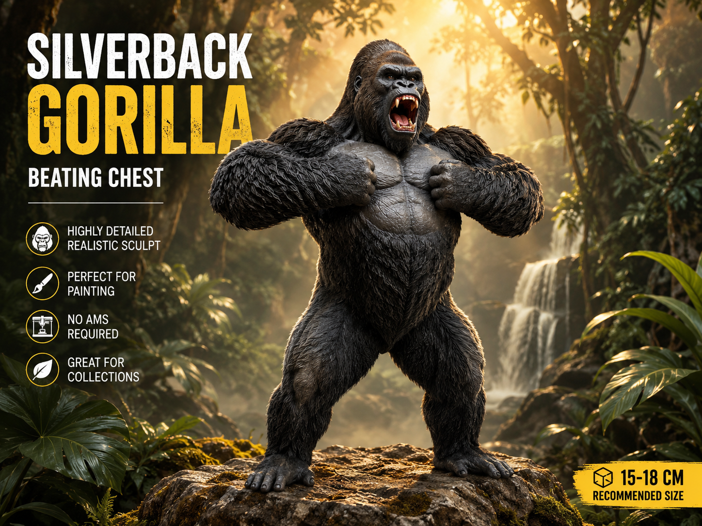 Silverback Gorilla Beating Chest figurine 