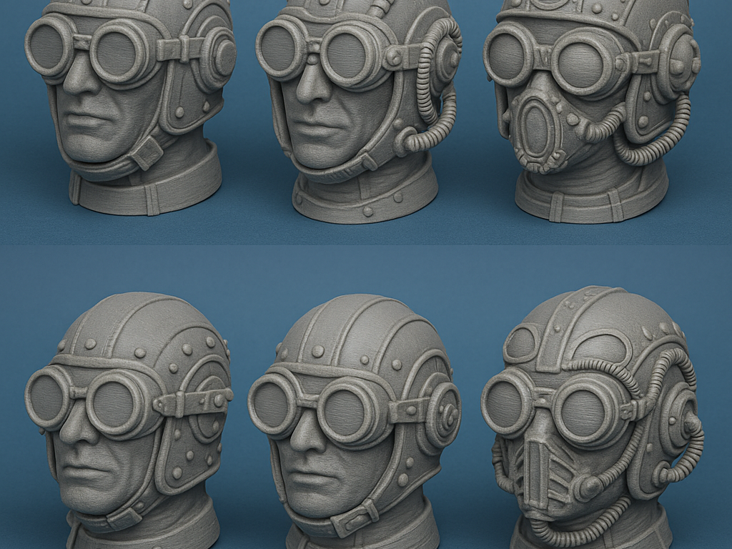 Steampunk Pilot Head Busts Pack
