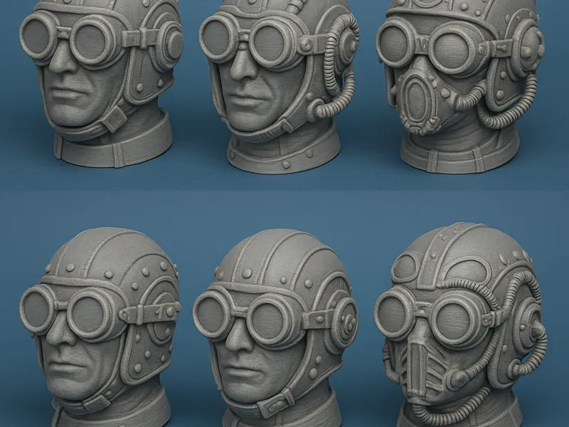 Steampunk Pilot Head Busts Pack
