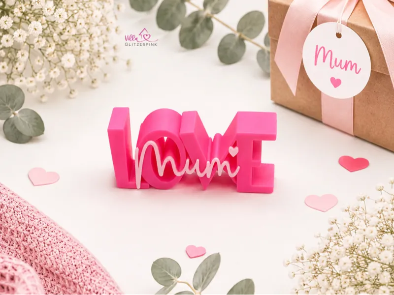 Schriftzug Love Mom ♡